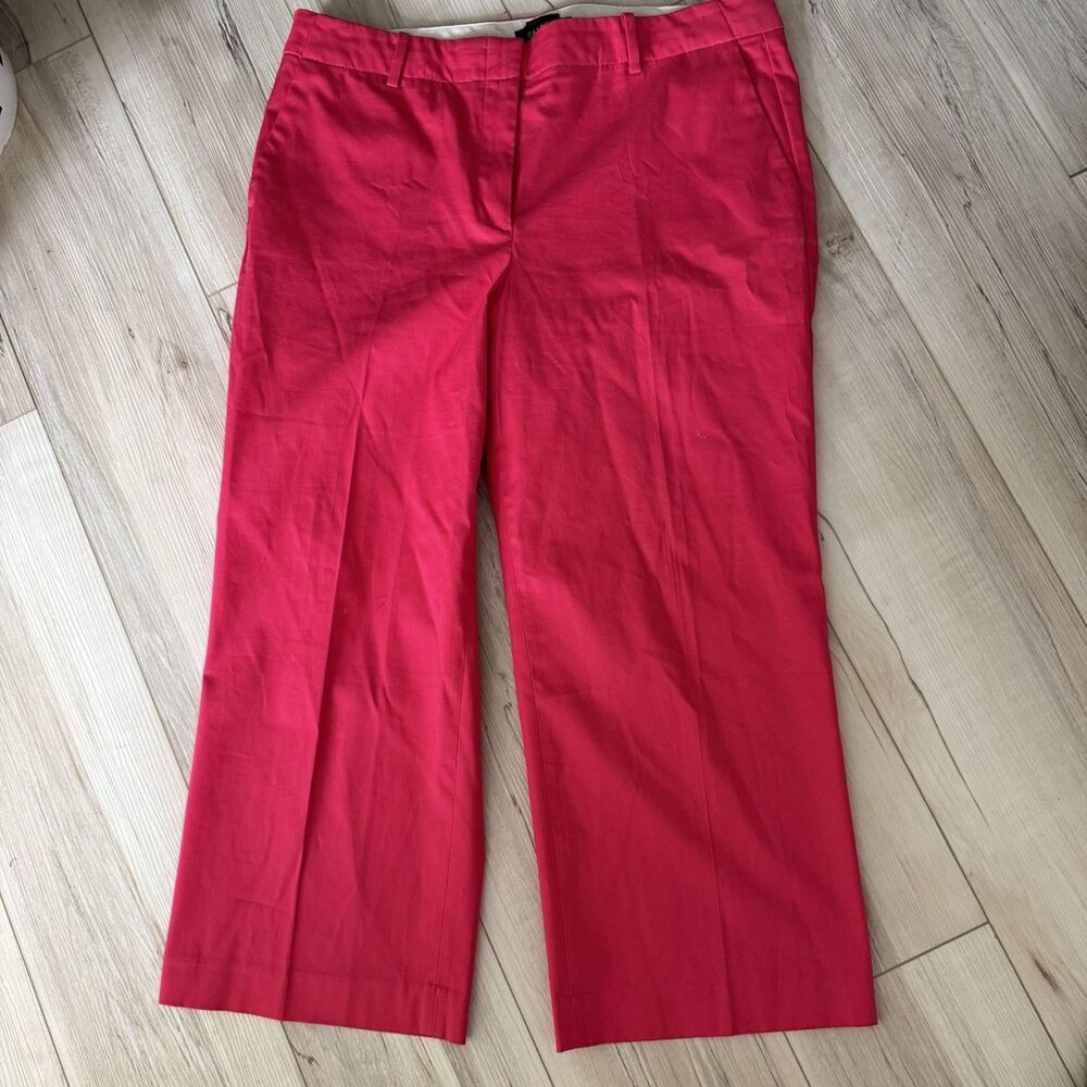Talbots Vibrant Pink Reddish Straight Leg Flat Front Chelsea Crop Pants Size 12